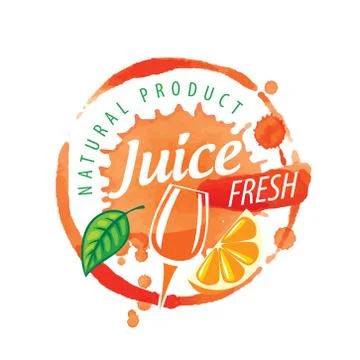 Vector logo orange juice splatter on white background Illustrazione stock