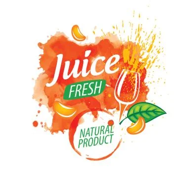 Vector logo orange juice splatter on white background Illustrazione stock