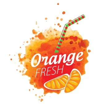 Vector logo orange juice splatter on white background Illustrazione stock
