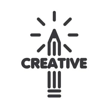 Vector logo pencil art with rays Illustrazione stock