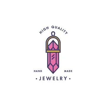 Vector logo with pendant design in trendy linear style in colorful colors Stock Illustration