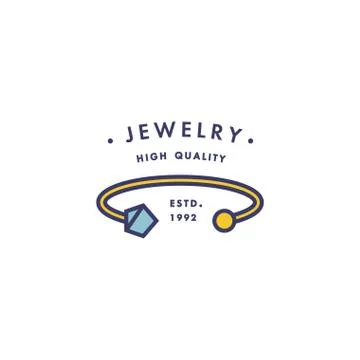 Vector logo with pendant design in trendy linear style in colorful colors Stock Illustration