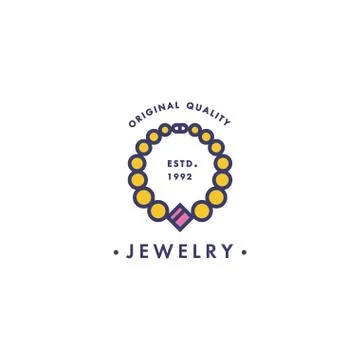 Vector logo with pendant design in trendy linear style in colorful colors Stock Illustration