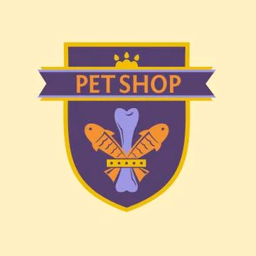Vector logo for a pet store in heraldic style. Accessories for pets 스톡 일러스트