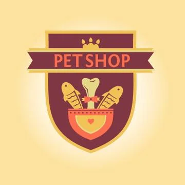 Vector logo for a pet store in heraldic style. Accessories for pets Stock Illustration