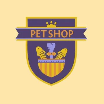 Vector logo for a pet store in heraldic style. Accessories for pets Stock Illustration