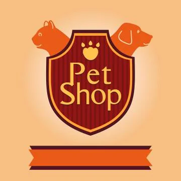 Vector logo for a pet store in heraldic style. Accessories for pets. Dog and cat 스톡 일러스트