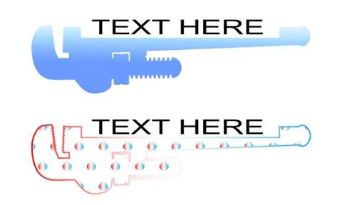 Vector logo for plumber composed of a wrench pipe with space dedicated to a c Stock Illustration