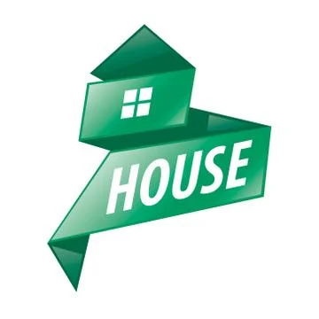 Vector logo pointer homes in tape form Illustrazione stock