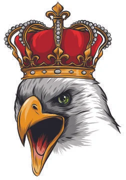 The Vector logo queen of eagles. Cute crown print style eagle of background. 스톡 일러스트