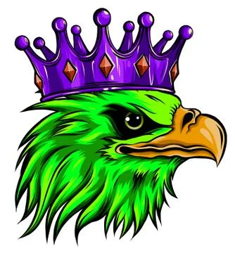 The Vector logo queen of eagles. Cute crown print style eagle of background. 스톡 일러스트
