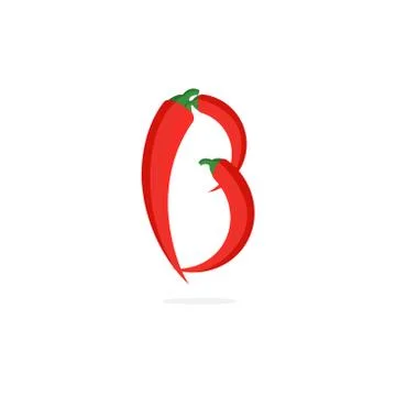 Vector Logo Red Chili Pepper Letter B Stock Illustration