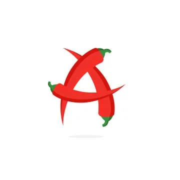 Vector Logo Red Chili Pepper Letter A Stock Illustration