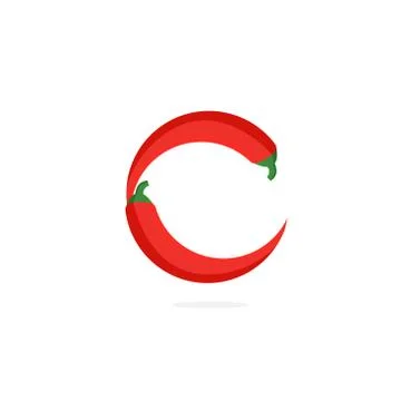 Vector Logo Red Chili Pepper Letter C Stock Illustration