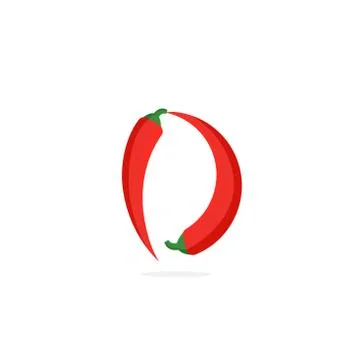 Vector Logo Red Chili Pepper Letter D Stock Illustration