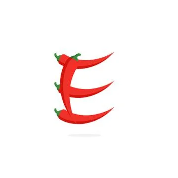 Vector Logo Red Chili Pepper Letter E Ilustración de archivo