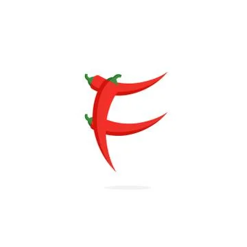 Vector Logo Red Chili Pepper Letter F Stock Illustration