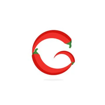 Vector Logo Red Chili Pepper Letter G Stock Illustration