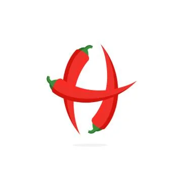 Vector Logo Red Chili Pepper Letter H Stock Illustration