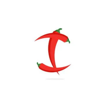 Vector Logo Red Chili Pepper Letter I Stock Illustration