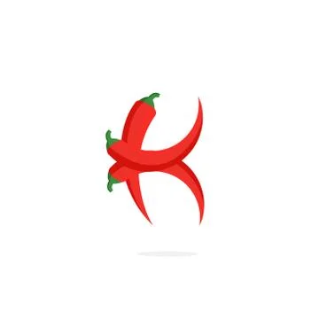 Vector Logo Red Chili Pepper Letter K Stock Illustration