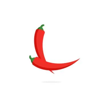 Vector Logo Red Chili Pepper Letter L Stock Illustration