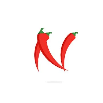 Vector Logo Red Chili Pepper Letter N Stockillustratie