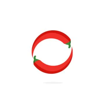 Vector Logo Red Chili Pepper Letter O Stock Illustration