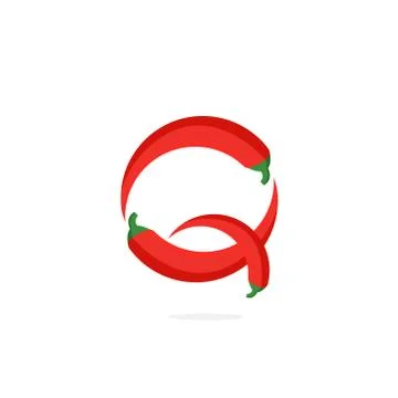 Vector Logo Red Chili Pepper Letter Q Stock Illustration