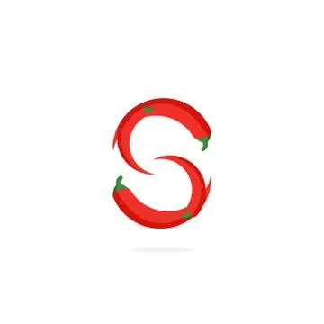 Vector Logo Red Chili Pepper Letter S Stock Illustration