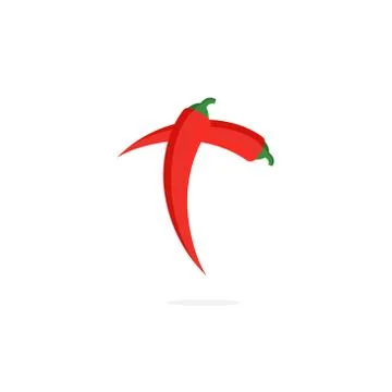 Vector Logo Red Chili Pepper Letter T Stock Illustration