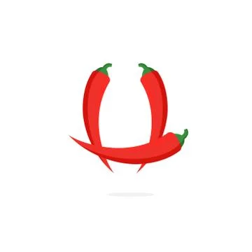 Vector Logo Red Chili Pepper Letter U Stock Illustration