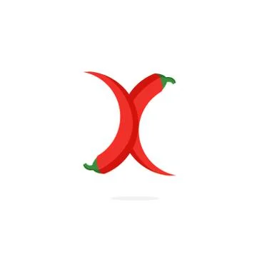 Vector Logo Red Chili Pepper Letter X Stock Illustration