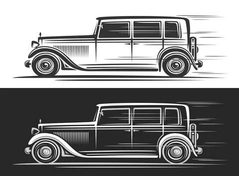 Vector logo for Retro American Car 스톡 일러스트