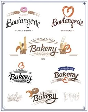 Vector logo set for Cafe or Shop with fresh bakery Illustrazione stock