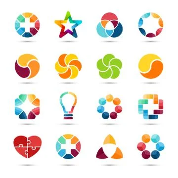 Vector logo set. Circle  signs and symbols. Design elements. 스톡 일러스트