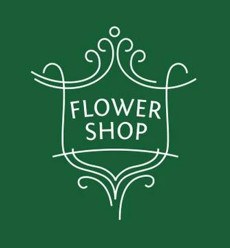 Vector logo for a shop of flowers, potted plants, cut flowers. Vintage 스톡 일러스트