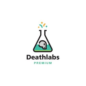Vector logo of a skull inside a bottle lab for pharmaceutical drug Stock Illustration