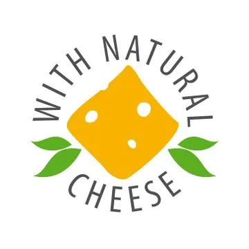 Vector logo slice of cheese and leaves Stock Illustration