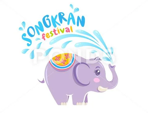 Vector logo for Songkran festival in Thailand with elephant on isolated ...