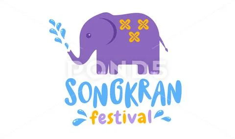 Vector logo for Songkran festival in Thailand with elephant.: Royalty ...