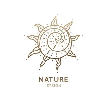 Vector logo of spiral sun with wavy rays . Abstract linear icon - round business Stock Illustration