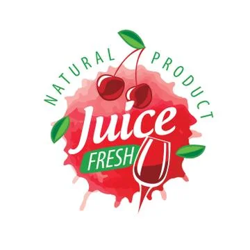Vector logo splashes of cherry juice on white background Illustrazione stock