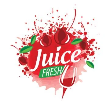 Vector logo splashes of cherry juice on white background Stock Illustration