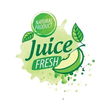 Vector logo splashes of green Apple juice on white background Vector logo ... Stock Photos