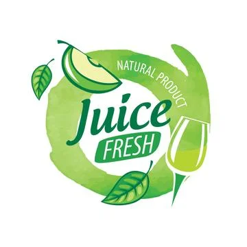 Vector logo splashes of green Apple juice on white background Vector logo ... Stock Photos