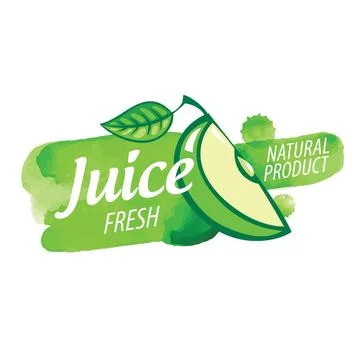 Vector logo splashes of green Apple juice on white background Vector logo ... Stock Photos