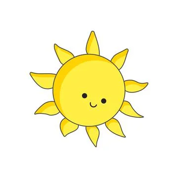 Vector logo of the sun icon. Silhouette of a kawaii-style. Sun icon on a white Stock Illustration