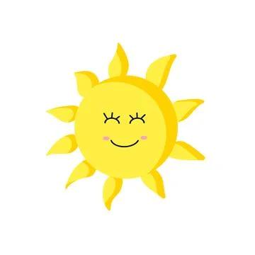 Vector logo of the sun icon. Silhouette of a kawaii-style. Sun icon on a white Stock Illustration