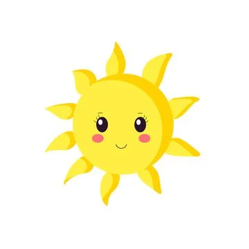 Vector logo of the sun icon. Silhouette of a kawaii-style. Sun icon on a white Stock Illustration